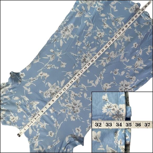 Adonna Floral Short Sleeve Midi Nightgown Nightie Blue White No Size/Fabric Tag - Picture 12 of 15
